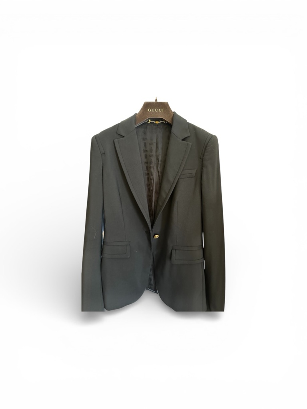 Gucci Black Wool Blazer | Gold Crest Buttons | Made in Italy | IT 38